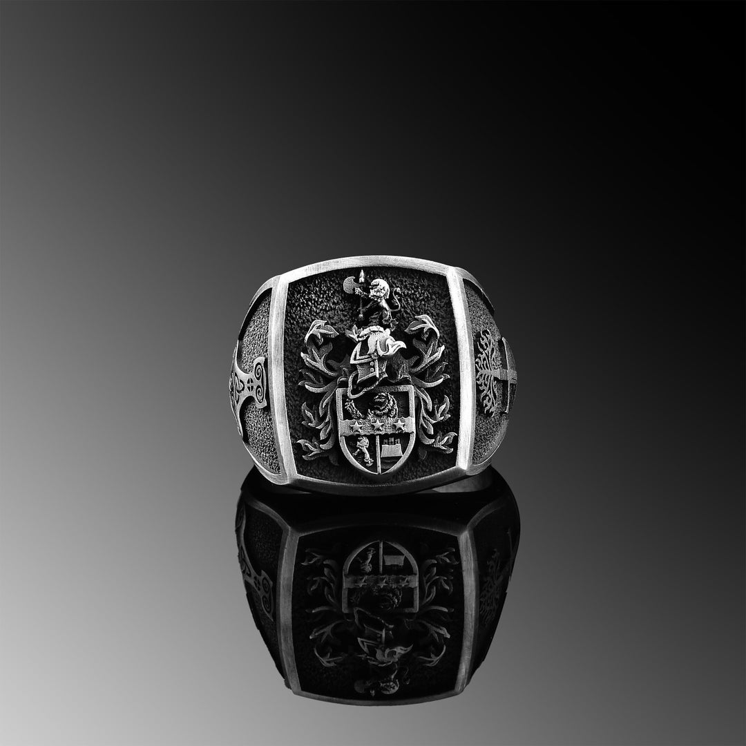 Family Crest Ring Coat of Arms Ring Men Custom Ring Men Sterling Wappenring Custom Mens