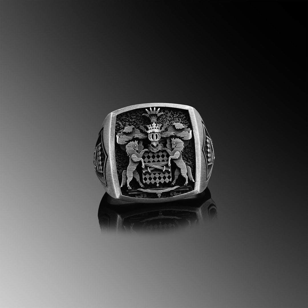 Family Crest Ring Coat of Arms Ring Men Custom Ring Men Sterling Wappenring Custom Mens