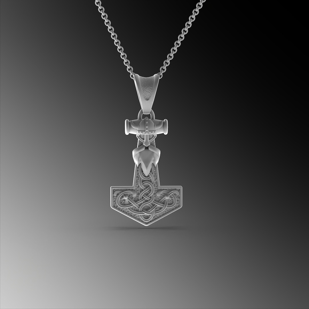 Viking Mjolnir Necklace Thor's Hammer Pendant Sterling Etsy