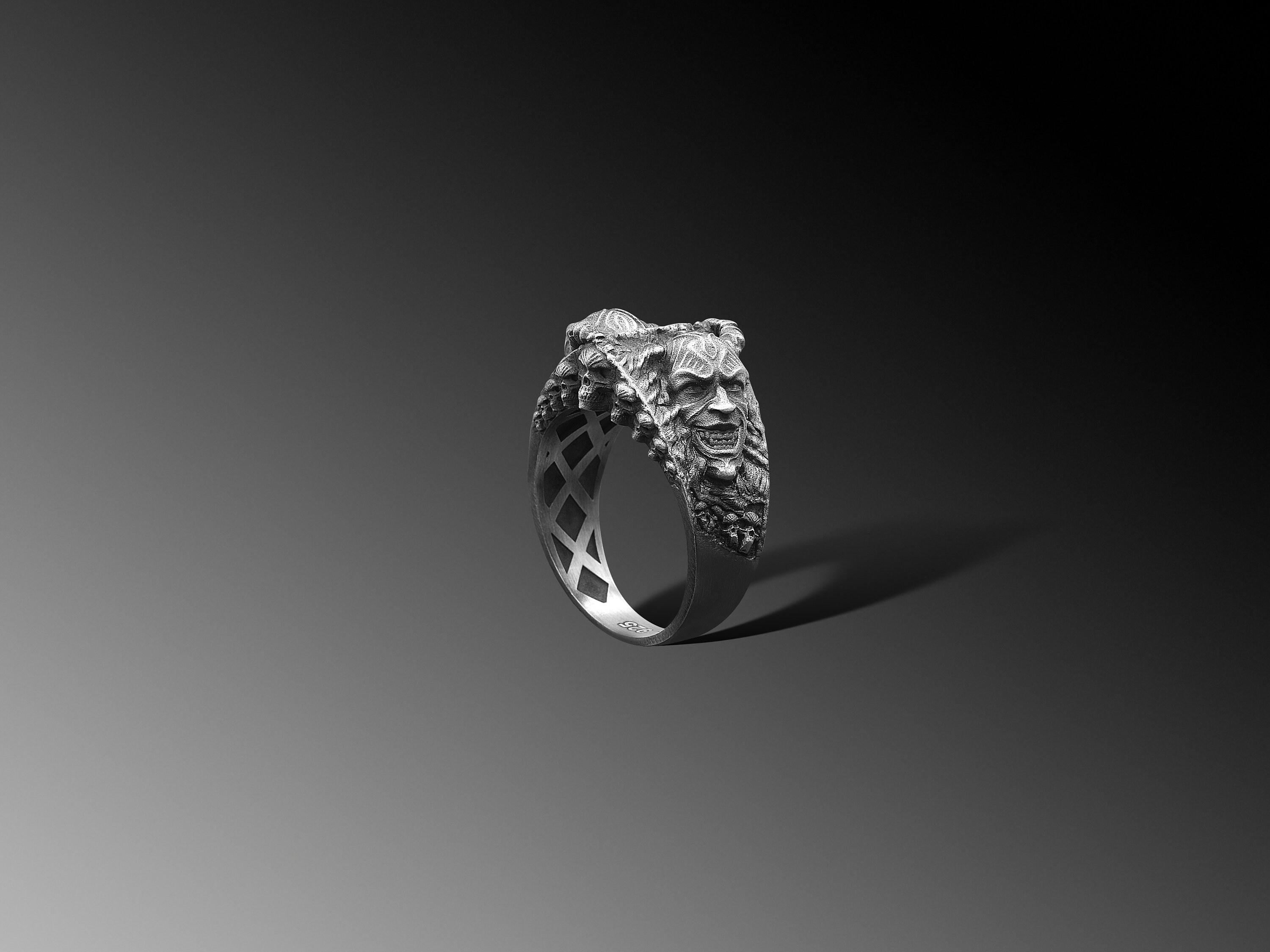 Handmade Sterling Silver Demon Skull Ring, Satanic Biker Jewelry - Etsy