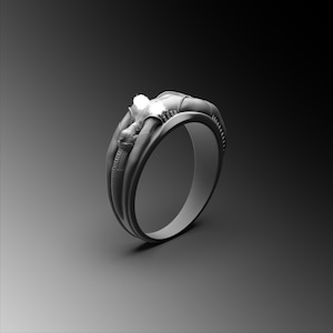 Biomechanical Gothic Woman Ring - Cyber Bionic Female Body Rings For Man - Steampunk Cyber Ring- Man Pinky Gothic Ring Unique Cyber Gift