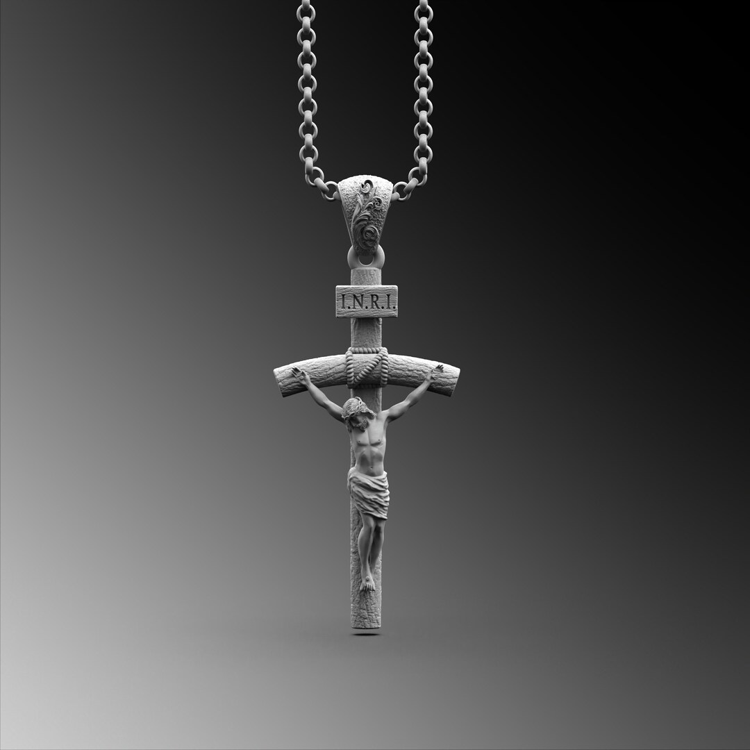 Silver Jesus Pendant Men Jesus Christ Necklace Crucifix Necklace Men