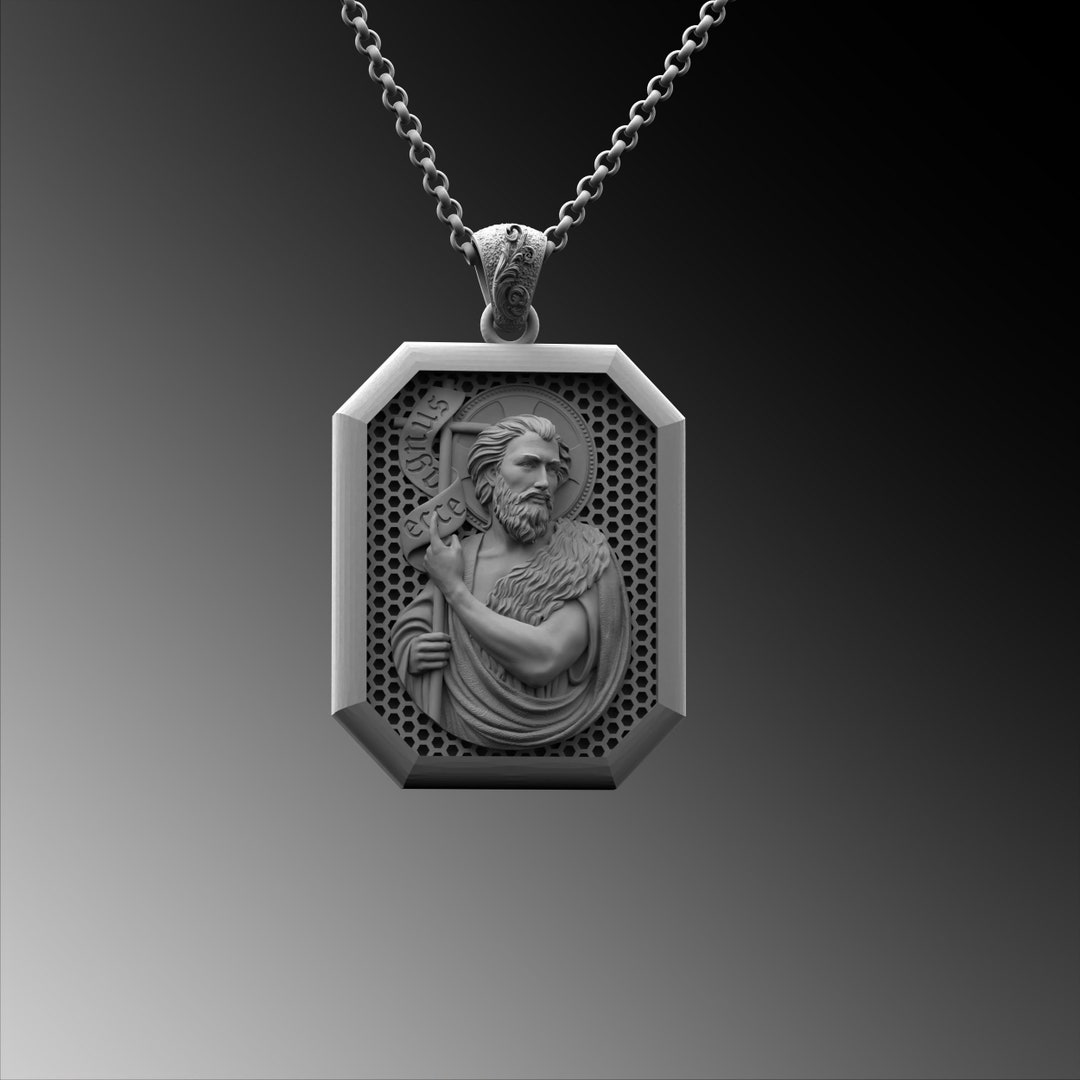 Sterling Silver Saint John the Baptist Pendant Necklace, Religious ...