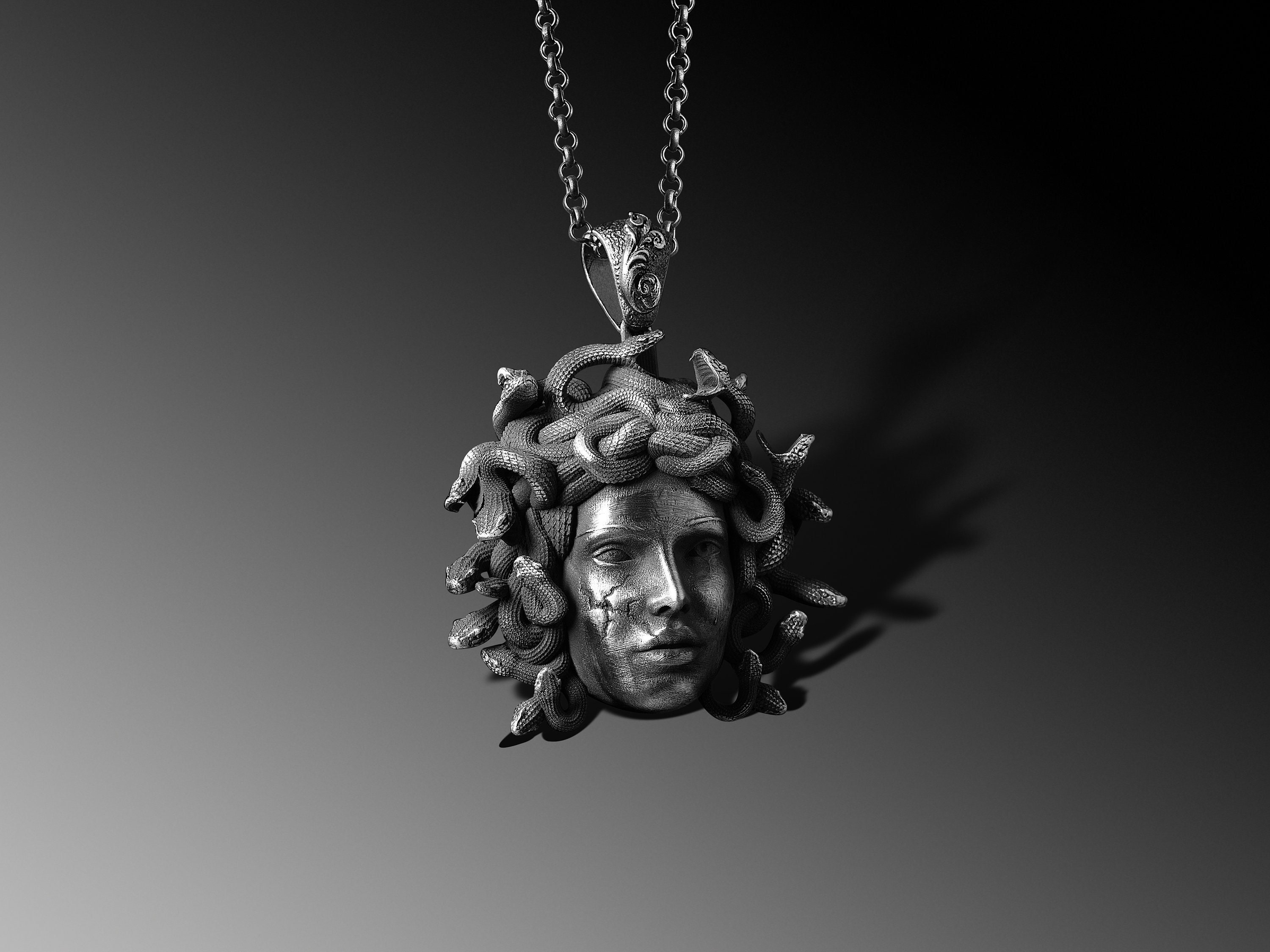 Medusa Pendant Medusa Head Necklace Medusa Sterling Silver