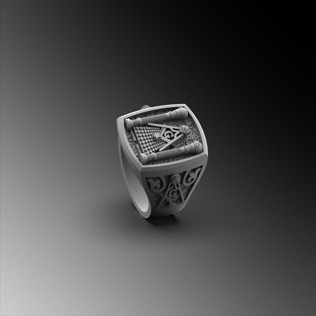 Mens Masonic Ring Unique Rings for Men Oxidized Silver Etsy