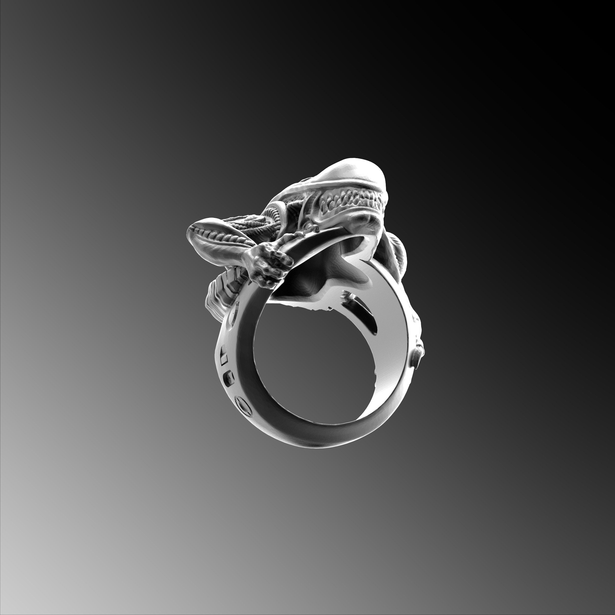 Silver Alien Rings for Man Pinky Silver Ring Sterling Alien Ring