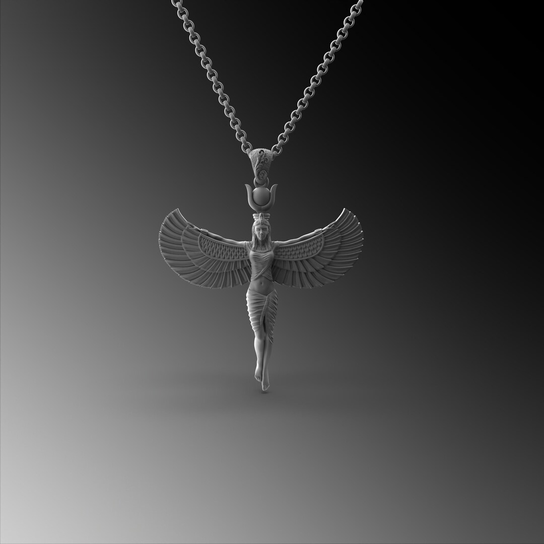 Silver Goddess Isis Necklace Ancient Egyptian Jewelry Goddes Etsy