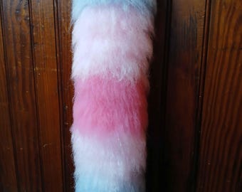 16” yarn tail handmade - furry tail, therian tail, transfem flag, pink, blue, pride, lgbtq+