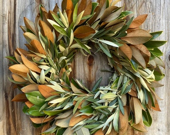 Fresh Magnolia Olive Wreath, Magnolia Wreath, Olive Wreath, Front Door Wreath, Wedding, Housewarming Gift, Home Decor