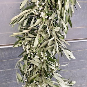 Fresh Olive babys breath garland,wedding garland, real greenery garland, baby shower garland , aisle runner, centerpiece