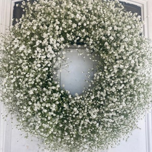 Fresh baby’s breath wreath, wedding wreath, white flower wreath, baby shower wreath, real gypsophila