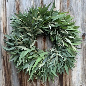 Fresh Willow Olive Wreath, Greenery Wreath, Willow Olive, Front Door Wreath, Wedding, Housewarming Gift, Real Wreath