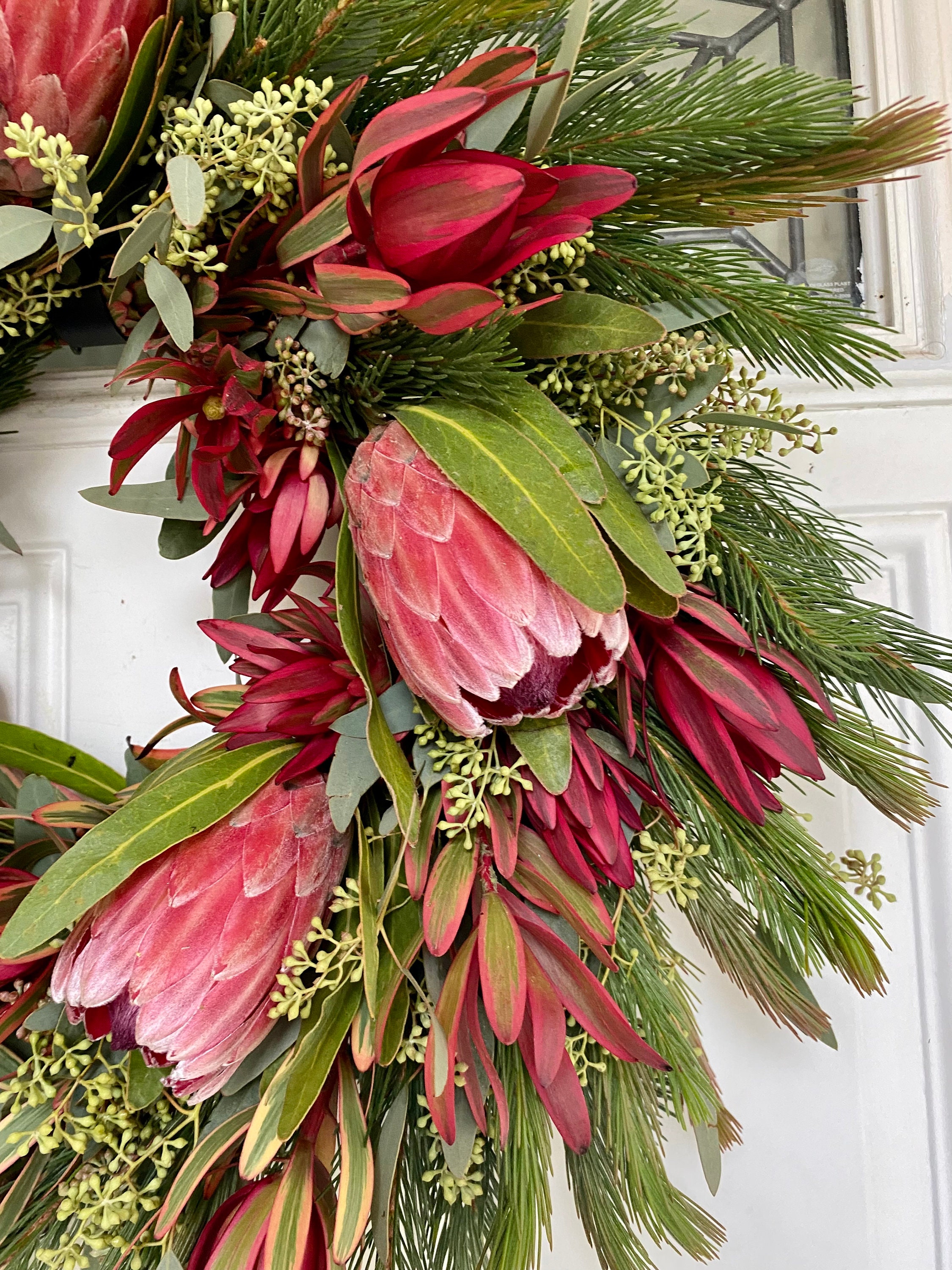 Fresh Flower Wreath, Real Protea Wreath, Wedding Wreath, Front