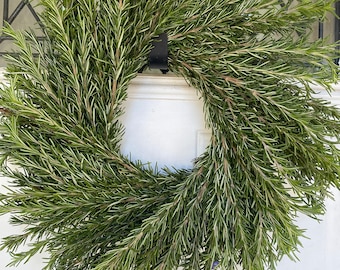 Fresh rosemary wreath, real greenery wreath, front door wreath