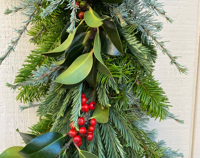 Fresh Christmas Garland, Mixed Winter Greens, Real Greenery Garland, Centerpiece Etsy