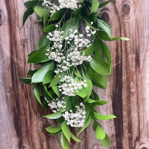 Fresh Israeli Ruscus baby’s breath garland, wedding garland, greenery garland, aisle runner ,centerpiece,real flower garland