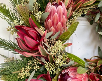 Fresh Flower Wreath, Real Protea Wreath, Wedding Wreath, Front