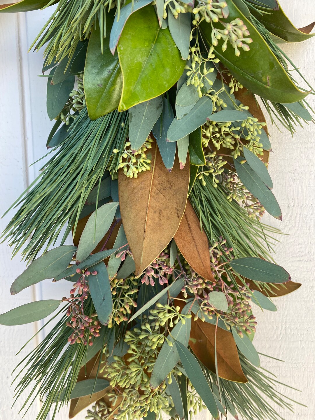 Fresh Magnolia Seeded Pine Garland Real Christmas Garland Etsy UK