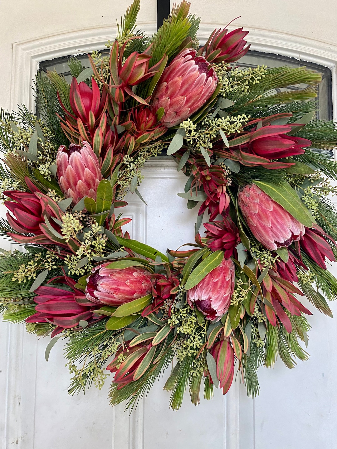 Fresh Flower Wreath, Real Protea Wreath, Wedding Wreath, Front Door