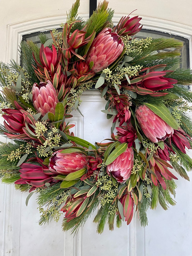 Fresh Flower Wreath Real Protea Wreath Wedding Wreath Front Etsy