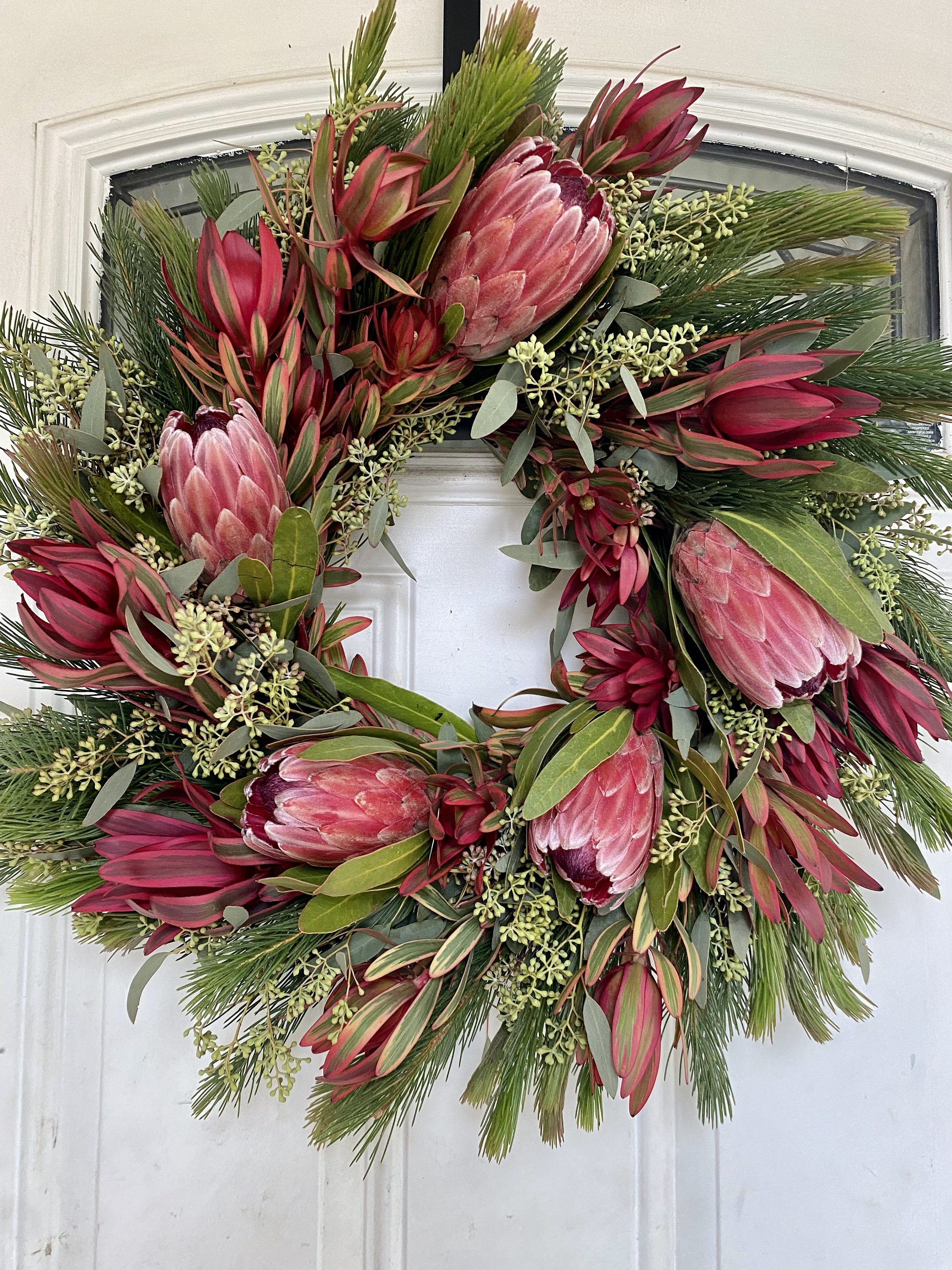 Fresh Flower Wreath, Real Protea Wreath, Wedding Wreath, Front