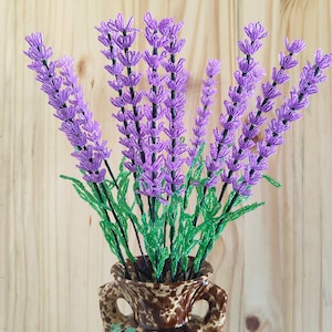 Pearl Lavender French Beaded Flowers: Wedding Bouquet Arrangement