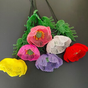 artificial poppies flower for vase flower for bouquet french beaded flowers image 10