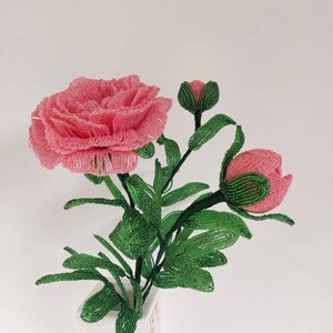 French Beaded Peony Flower Arrangement: Vintage Home Decor