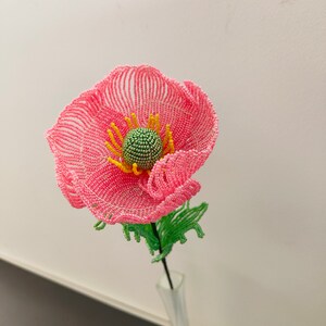 artificial poppies flower for vase flower for bouquet french beaded flowers Pink