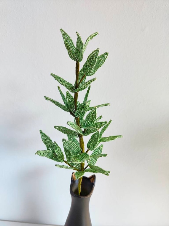 Beaded Olive Branch: Green Home Decoration (45cm)