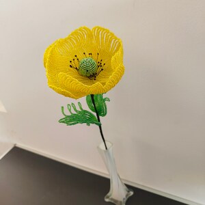 artificial poppies flower for vase flower for bouquet french beaded flowers Yellow