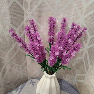 Pearl Lavender French Beaded Flowers: Wedding Bouquet Arrangement