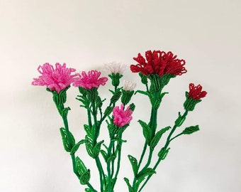 carnations french beaded flowers artificial flowers