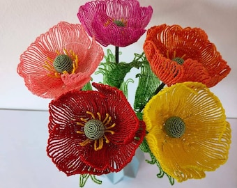 artificial poppy flower flowers for vase french beaded flowers