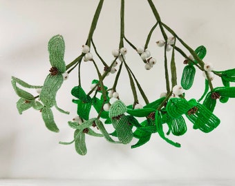 mistletoe ornament mistletoe beads mistletoe branch