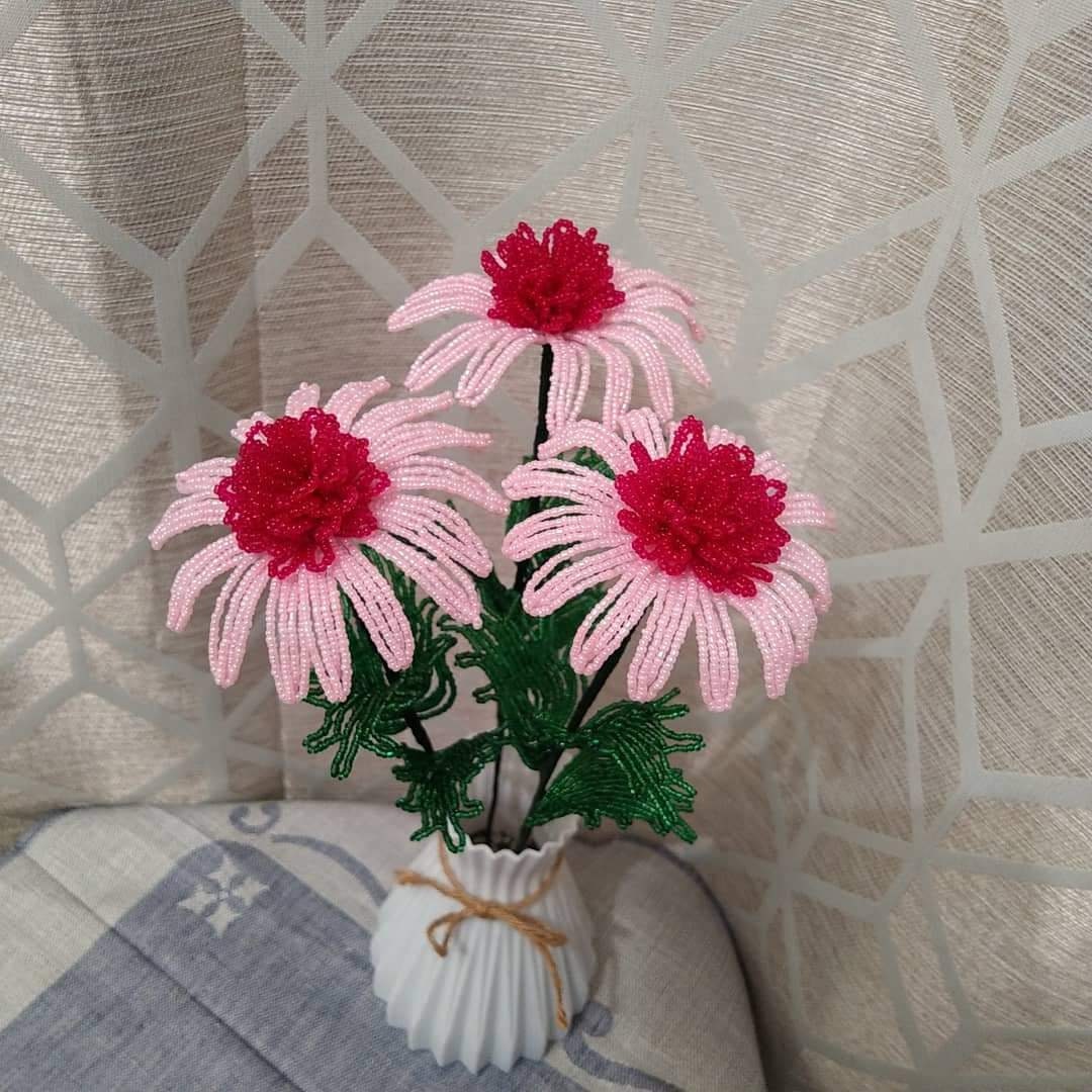 Echinacea Flower French Beaded Flowers Artificial Echinacea Etsy
