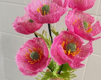 Bouquet de pavot perlé, fleurs artificielles