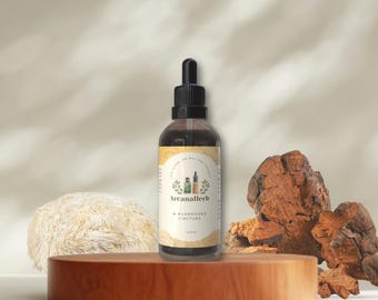 4 Mushroom Blend Tincture | Lion's Mane, Reishi, Chaga & Shiitake | Dual Mushroom Extract | UK Made Herbal Tincture 100ml / 50ml