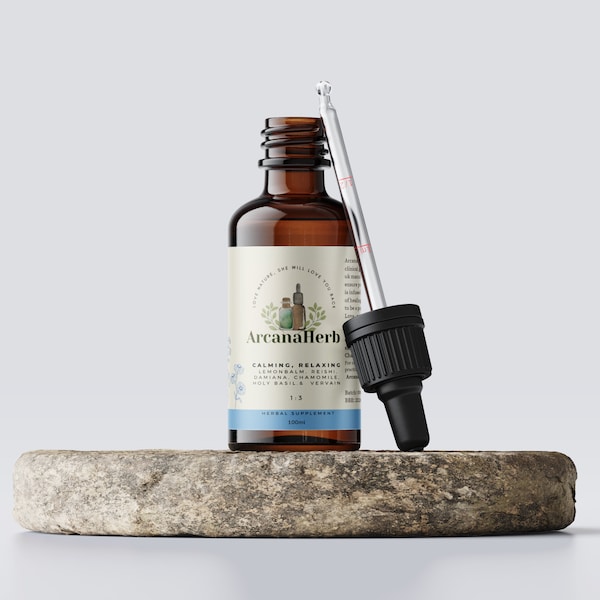 Calming relaxing herbal tincture 1:3 50ml,100ml. Sarsaparilla. Motherwort. Reishi, Damiana, Chamomile, Holy basil, Oregano. Quality assured.