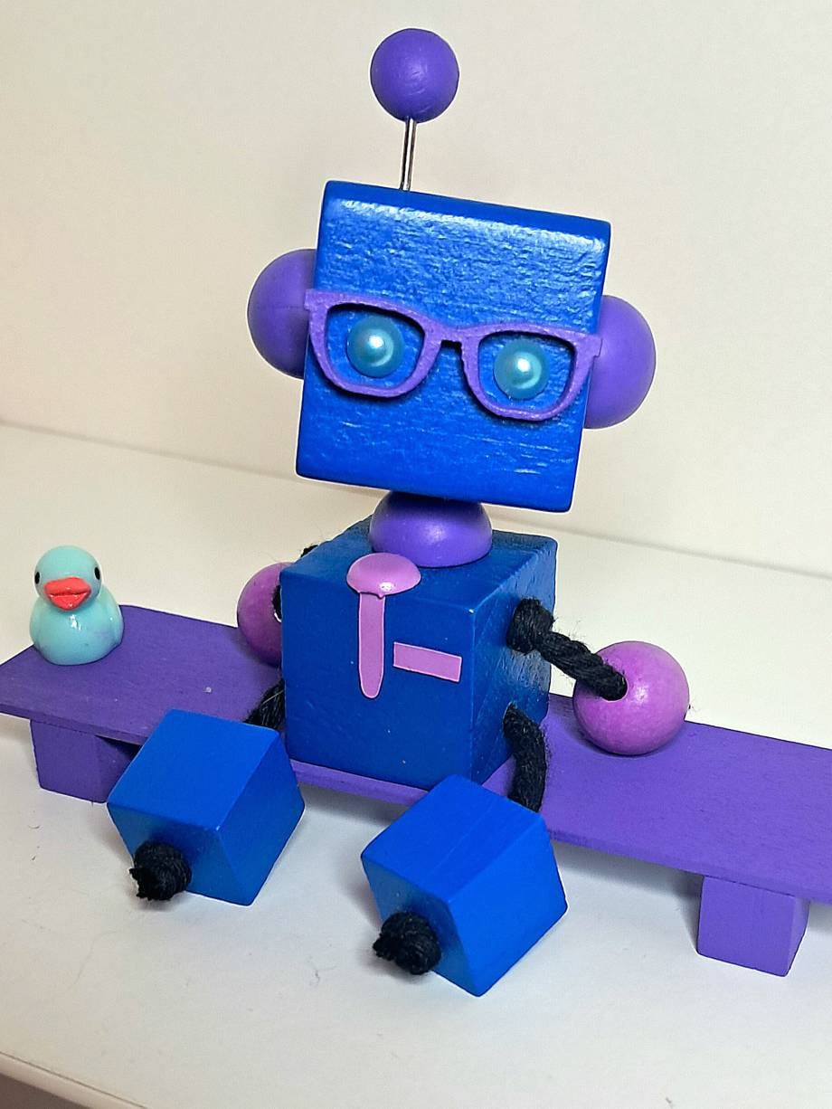 Wooden Robots, Robots, Block Bots, Figurines, Small Geeky Nerdy Cute