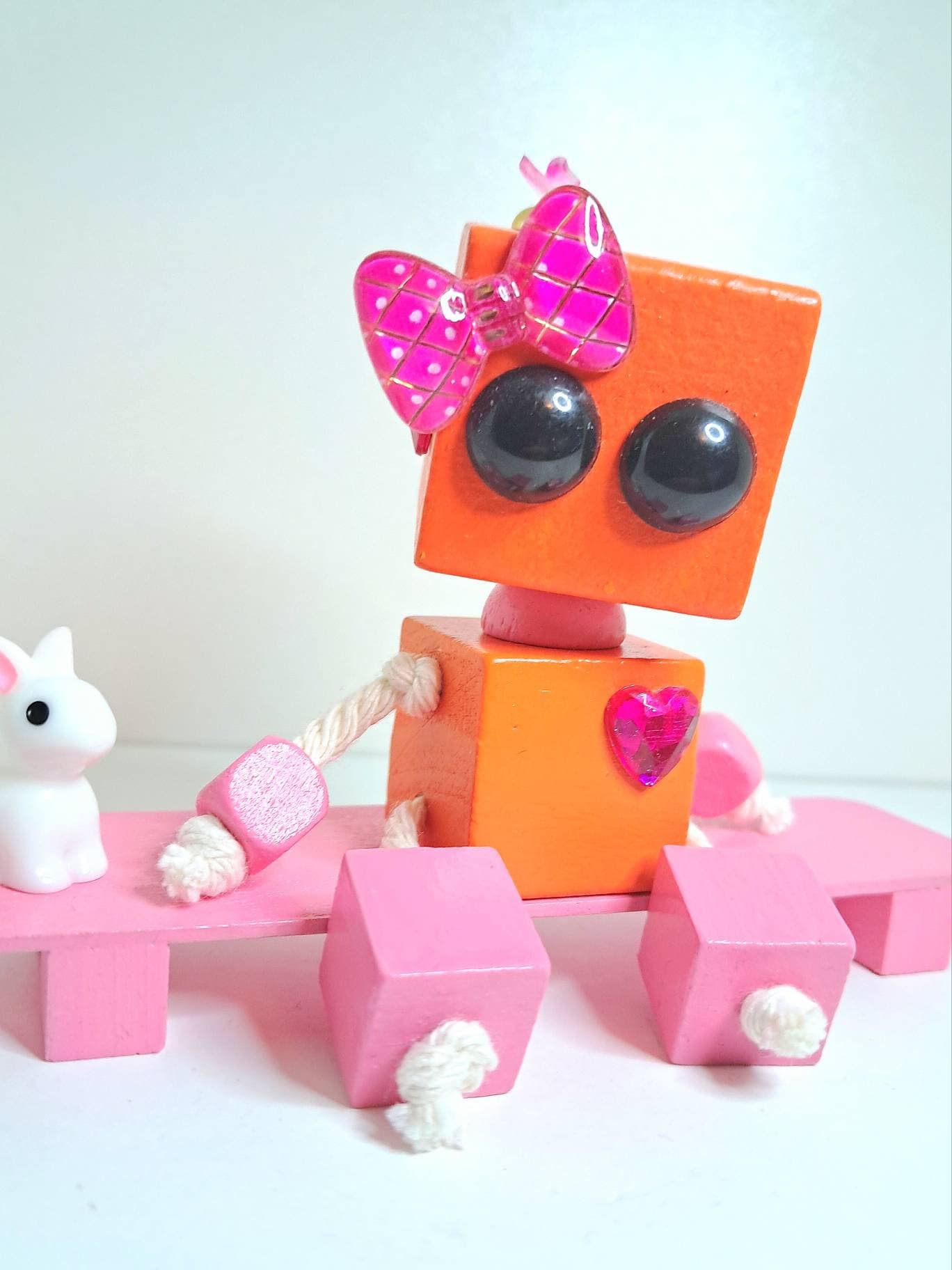 Wooden Robots Block Bots Figurines Small Geeky Nerdy Cute Etsy UK