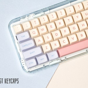 Peachy Lavender Pastel Keycap Set Mechanical Keyboard (132) MX Switch XDA Profile PBT with Keycap Puller