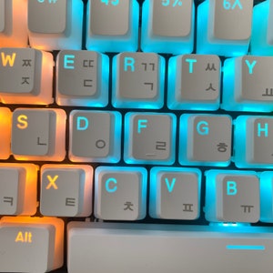 Glowing Hangul Clear Keycap Set Mechanical Keyboard (117) MX Switch OEM Profile PBT with Keycap Puller