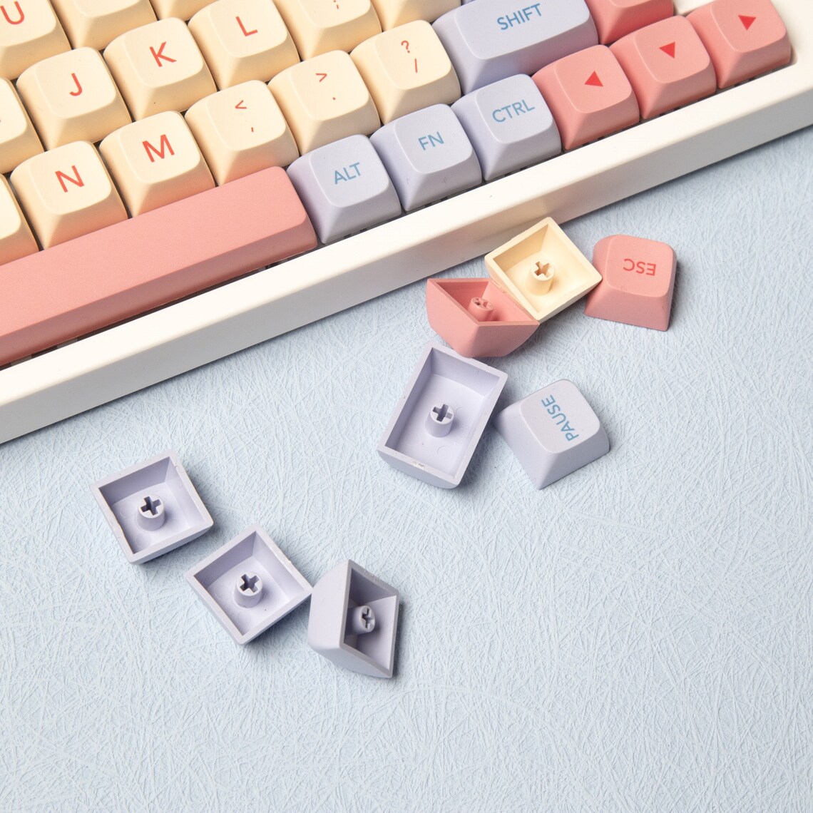 Budget Peachy Lavender Pastel Keycap Set Mechanical Keyboard Etsy