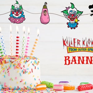 Killer Klowns aus dem Weltraum Geburtstagsbanner, Scary Clowns Banner, Horror Clown Banner, Killer Klowns Geburtstagsparty Dekor