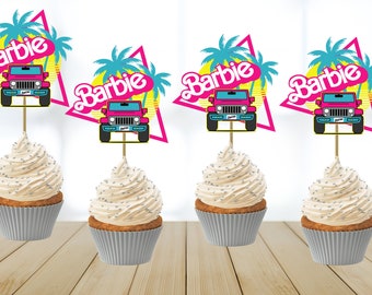 Fashion Doll Theme Cupcake Toppers, Pink Cupcake Toppers, Girl