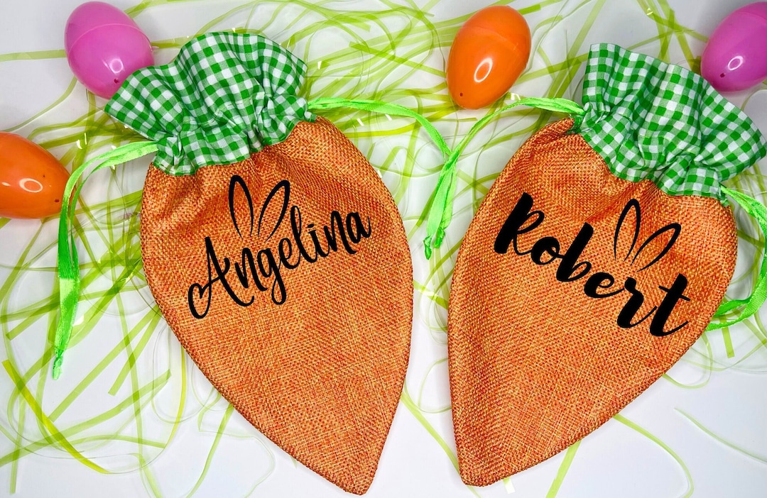 Easter Personalized Stuffer, Personalized Easter Carrot Bag Easter Candy Bag Easter Treat Bag