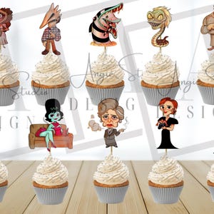 Adornos para cupcakes de películas de terror, fiesta de películas de miedo, personajes de terror, decoraciones de Halloween, fiesta de Halloween, adornos para cupcakes de Halloween