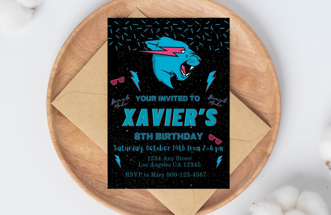 Mr. Beast Birthday Party Invitation Mr. Beast Digital - Etsy