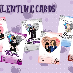 Gothic Girl Valentine Cards, Gothic Girl Valentine Cards, Printed Valentine Cards, School Valentine Cards, Gothic Valentine Cards